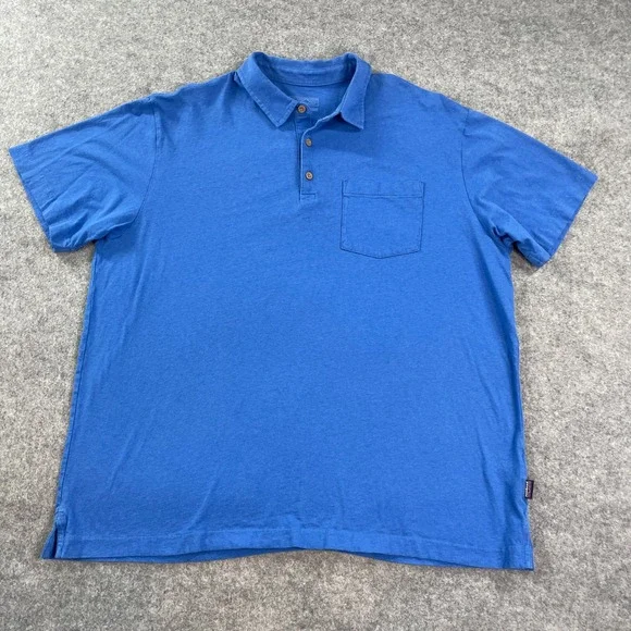Patagonia Mens Polo Shirt XL Blue Short Sleeve - Picture 2 of 12